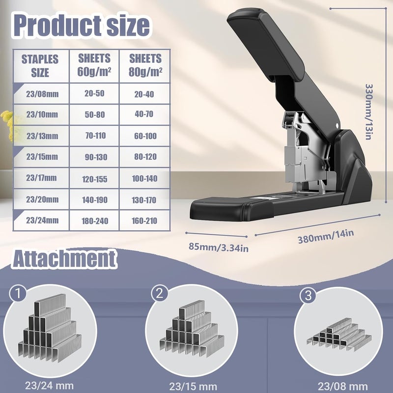 FYOUNG Labor-Saving Heavy Duty Stapler,240 Sheets High Capacity, Large Office Staplers,Large Industrial Stapler,3000 Staples Included,Easy to Bind. - Image 2
